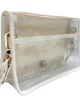 Blue and White Clear Stadium Bag with White Bamboo Stick