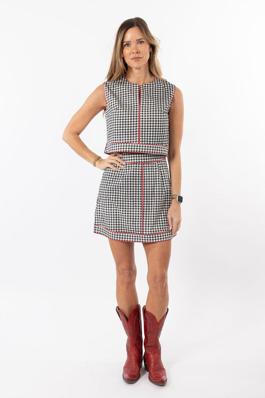 Emmy Set TOP ONLY - Black Gingham/Red