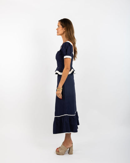 Addie Top (Puff Sleeves) - Solid Navy