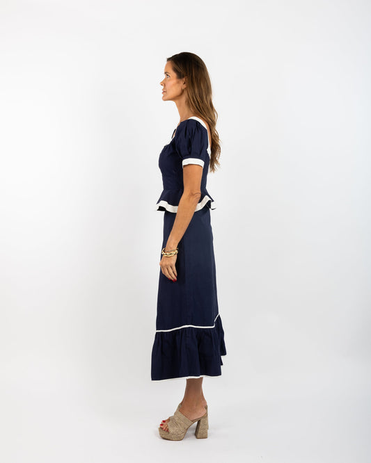 Addie Top (Puff Sleeves) - Solid Navy