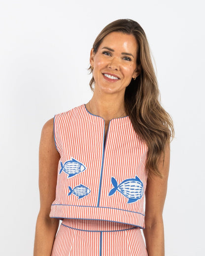 Emmy Top - Fish Applique (sleeveless)