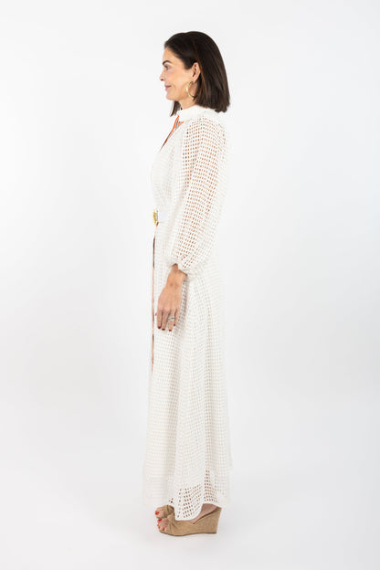 Lyla Dress - White Cutout Lace