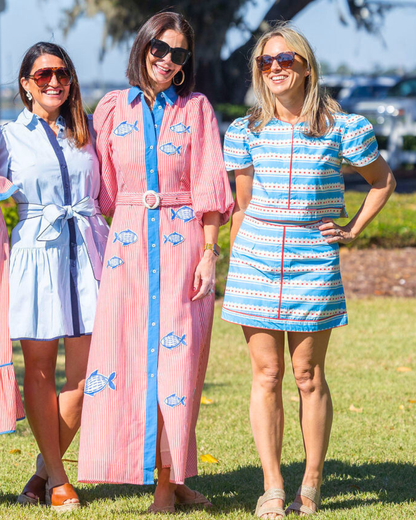 Emmy Top - Blue Scallop (with sleeves)