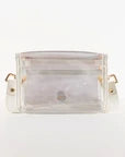 Petite Orange Stripe Clear Stadium Bag with White Bamboo Stick