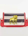 Petite Black Stripe Stadium Bag with Bulldog
