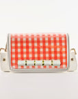 Petite Orange Gingham Clear Stadium Bag with White Bamboo Stick