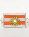 Petite Orange Stripe Clear Stadium Bag with White Starburst