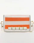 Petite Orange Stripe Clear Stadium Bag with White Bamboo Stick