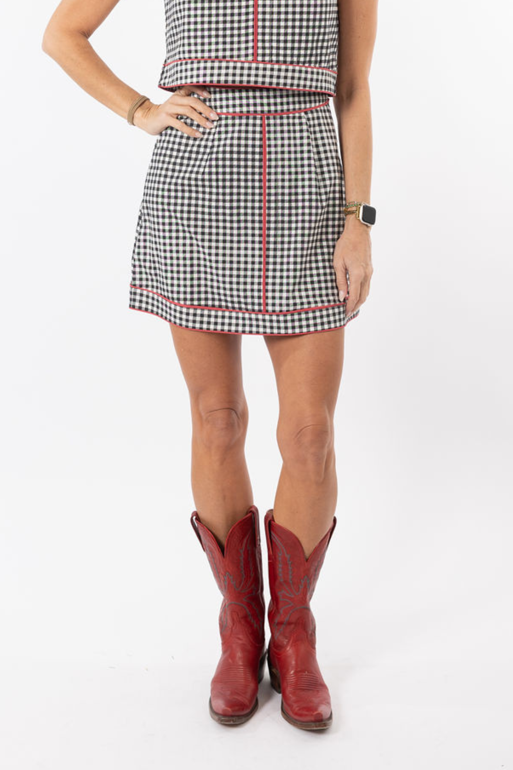 Emmy Set SKIRT ONLY - Black Gingham/Red