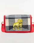 Petite Black Buffalo Check Stadium Bag with Bulldog