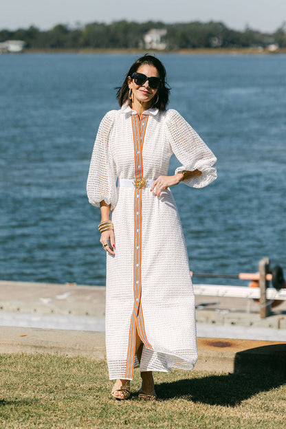 Lyla Dress - White Cutout Lace